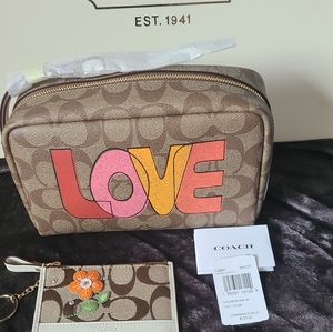 New Coach Cosmetics Bag and Flower ID Case